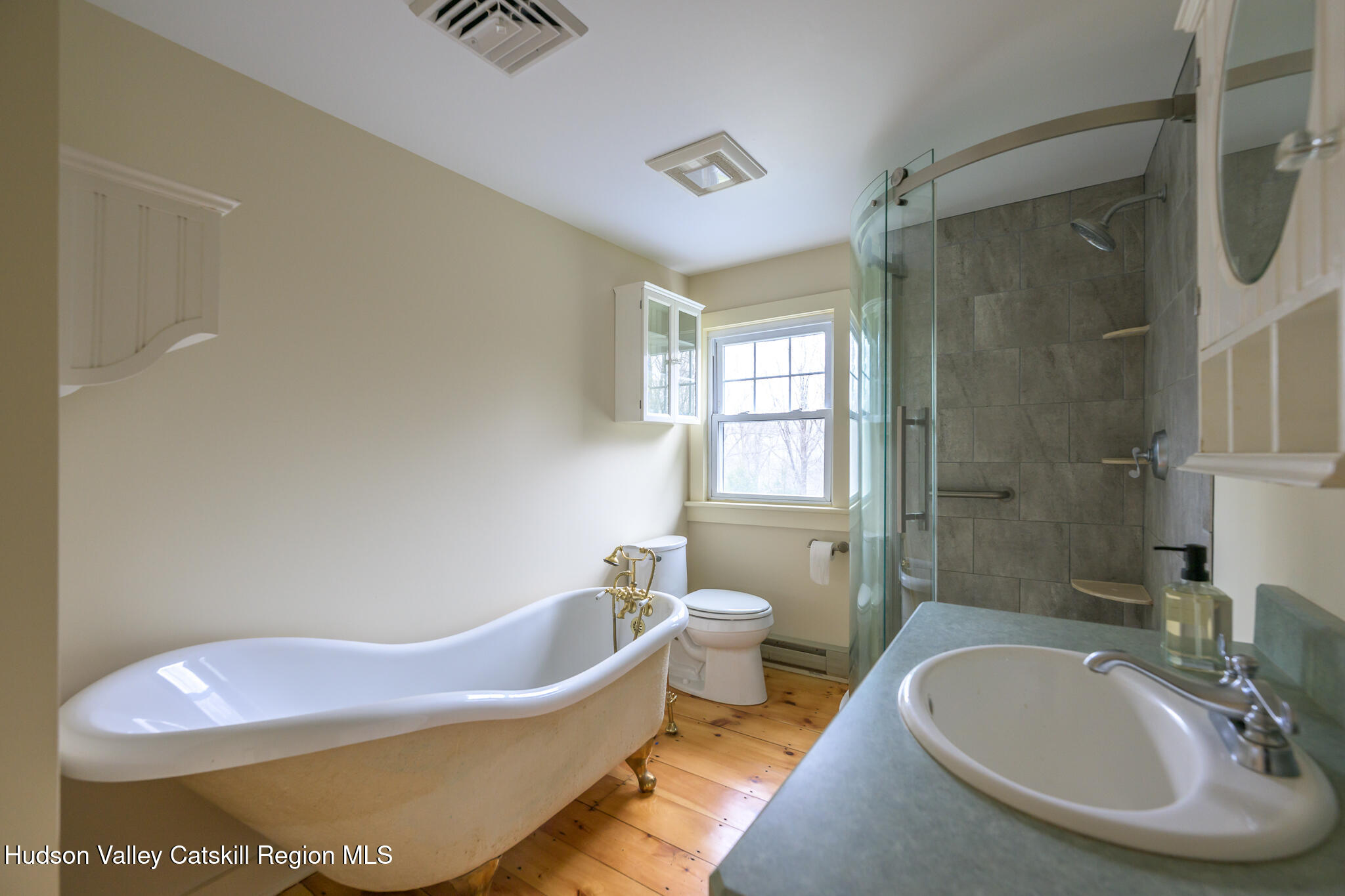 477 Fog Hill Road Austerlitz, NY 12017 - Photo 25 of 33 a bathroom with a granite countertop sink a toilet and shower