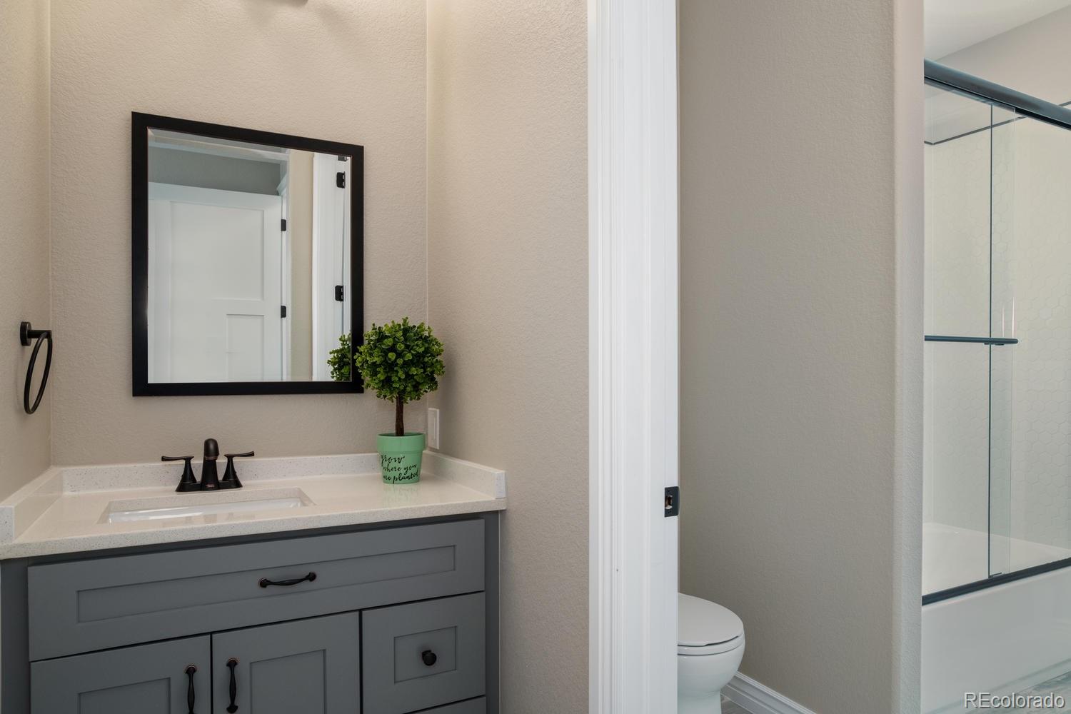 1726 Virginia Drive Fort Lupton, CO 80621 - Photo 23 of 36 a bathroom with a toilet sink and mirror