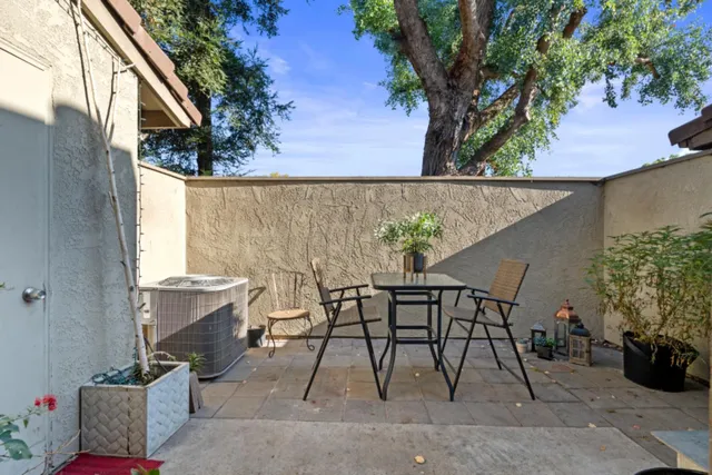 an outdoor view with patio