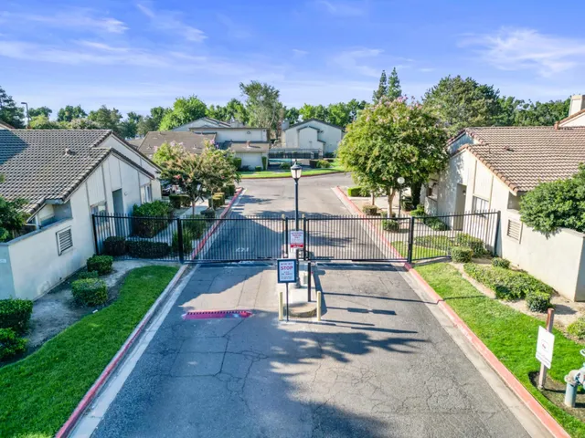 a view of park with large trees