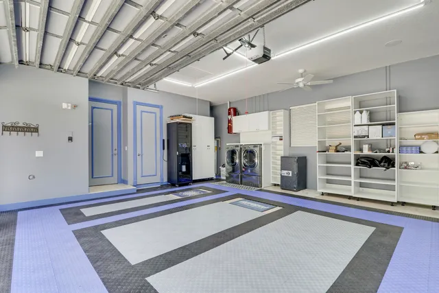 a view of a swimming pool and lounge chair