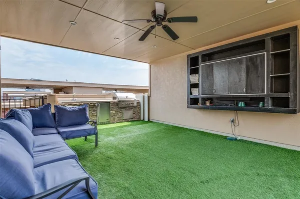 a living room with furniture