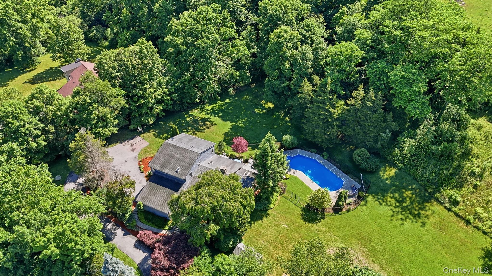 985 Craigville Road Chester, NY 10918 - Photo 32 of 36 Expansive lot with mature trees, an in-ground pool with surrounding patio, and a dedicated driveway