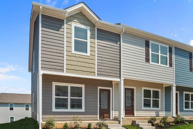 a view of a house with white door