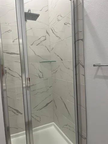 a bathroom with a bathtub