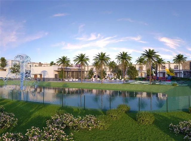 a view of a lake with a big yard