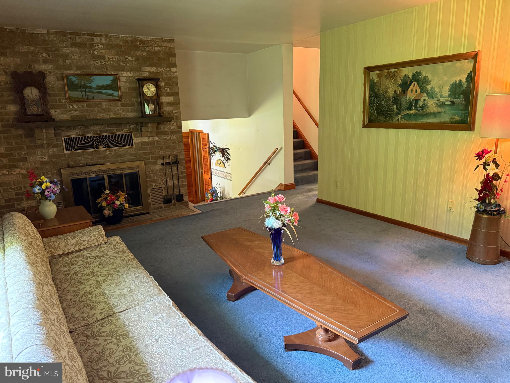 4050 Grande View Drive Pylesville, MD 21132 - Photo 16 of 40 a living room with furniture pool table and a fireplace