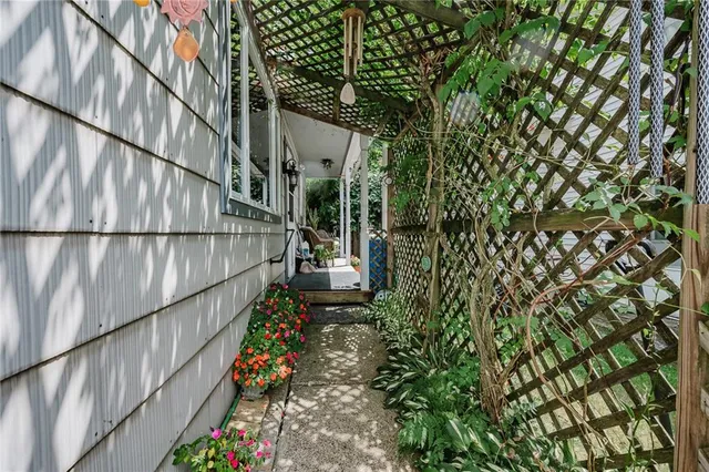 a view of an entryway with sitting space