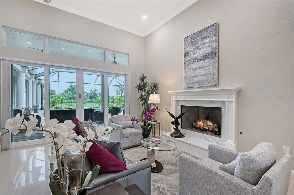 520 Rye Road Northeast Bradenton, FL 34212 - Photo 8 of 88 a living room with furniture a window and a fireplace