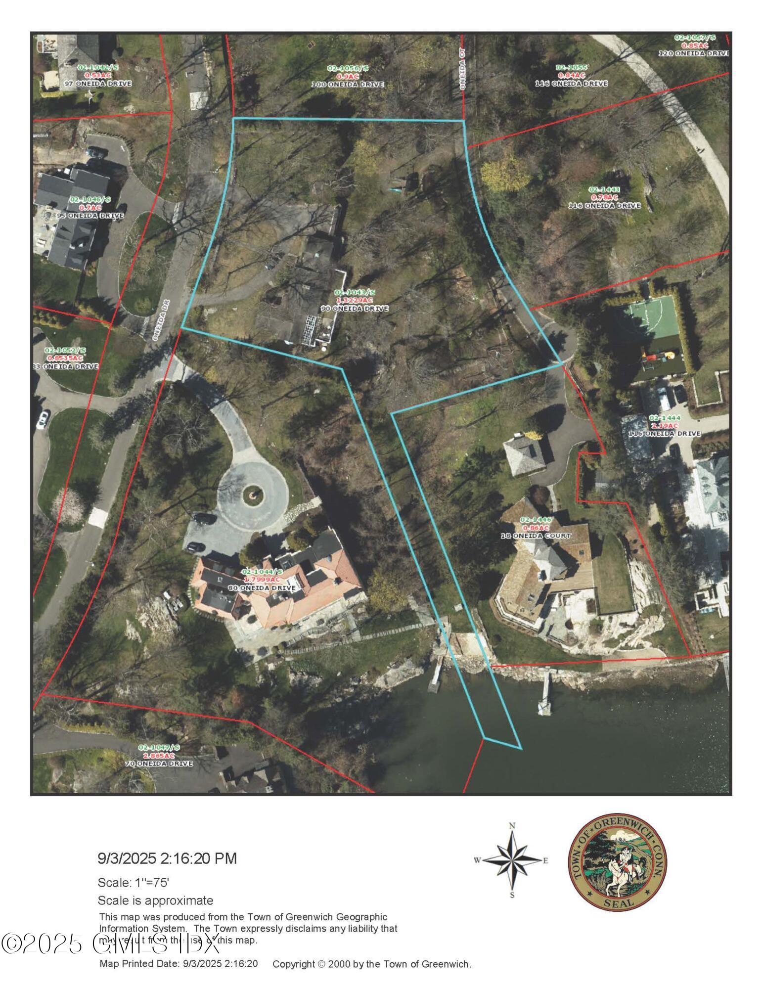 90 Oneida Drive Greenwich, CT 06830 - Photo 13 of 17 90 Oneida - Aerial GIS