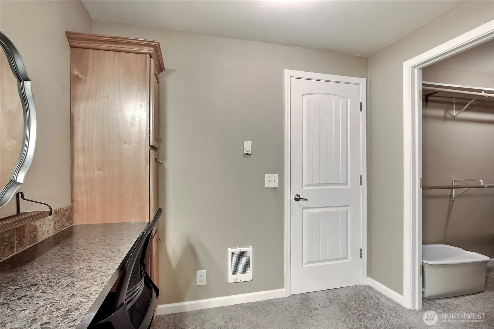 918 Gregory Way Southeast Olympia, WA 98513 - Photo 12 of 21 a bathroom with a granite countertop sink and a mirror