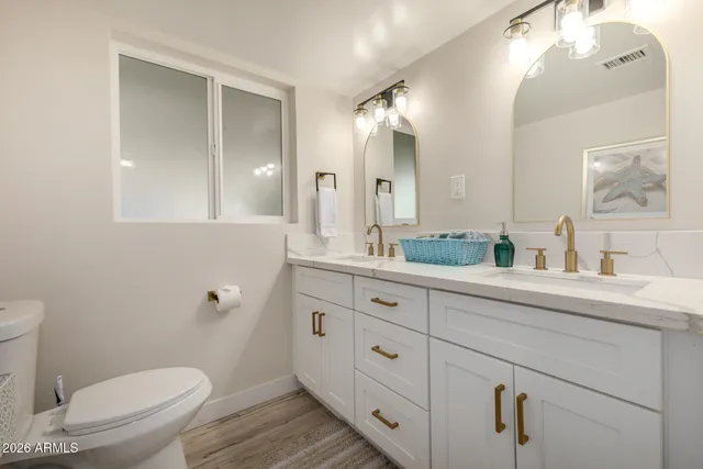a bathroom with a toilet a sink and mirror