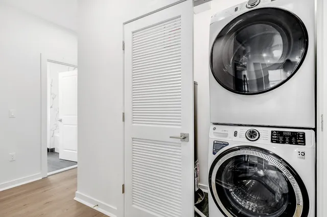 a view of washer and dryer in a utility room