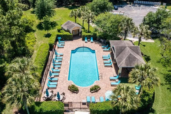 an aerial view of a house