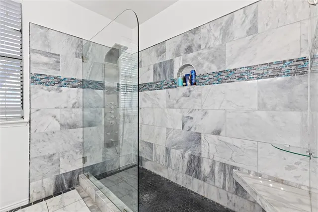 a bathroom with a shower