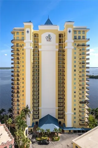 a front view of a building with glass windows