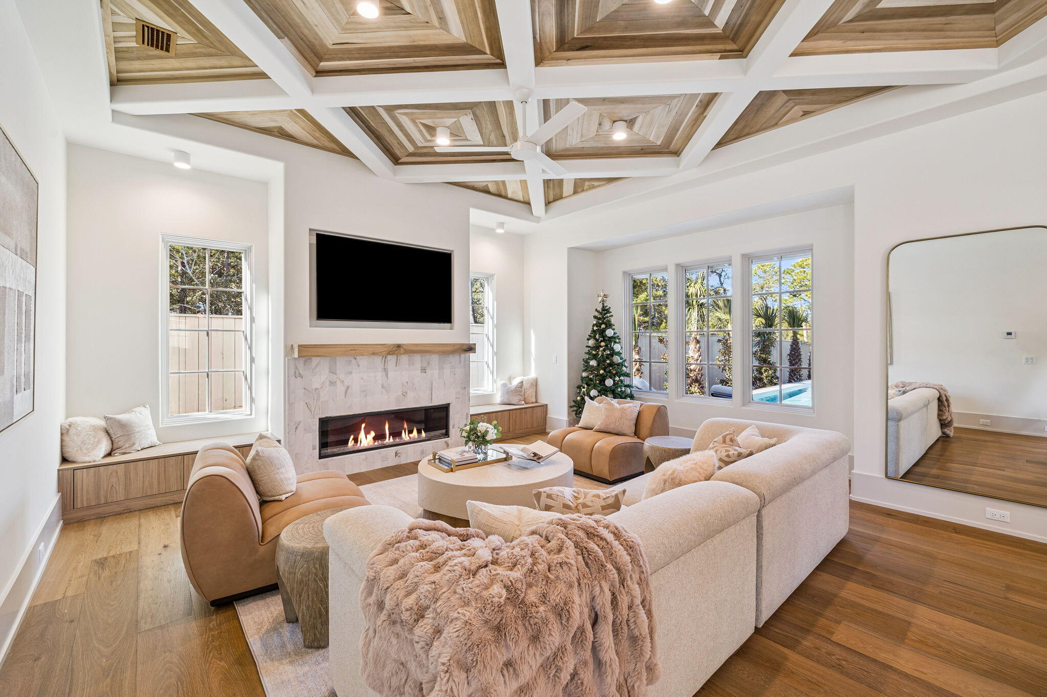 107 Pine Cone Trail Inlet Beach, FL 32461 - Photo 23 of 66 a living room with furniture a fireplace and a flat screen tv