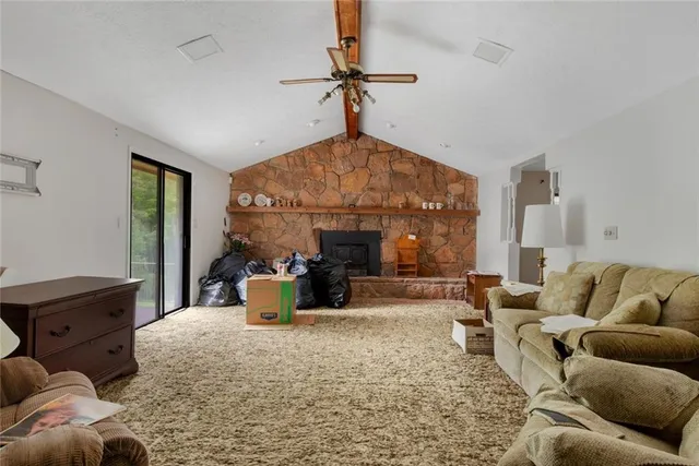 a living room with furniture