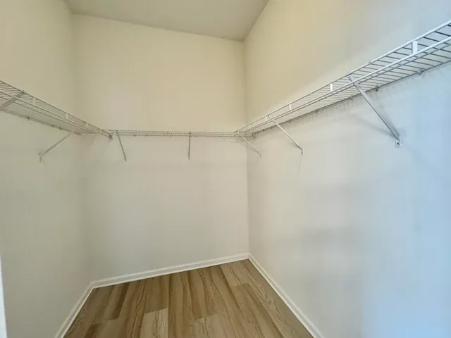 a view of a room with racks on the wall