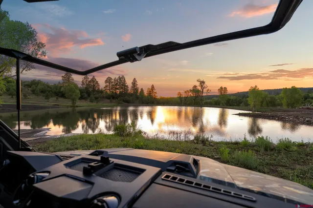 a view of a lake with outdoor space