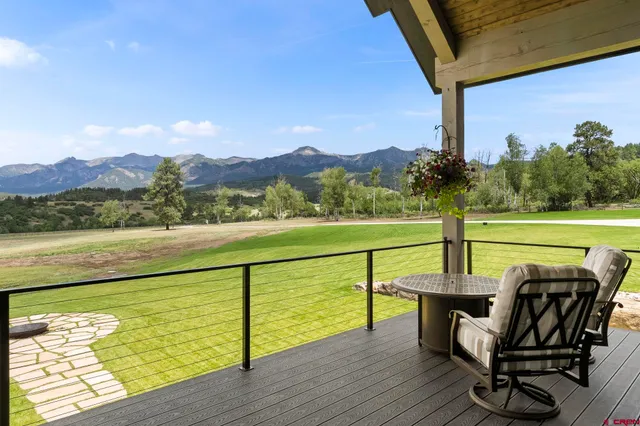 a view of a park with large trees