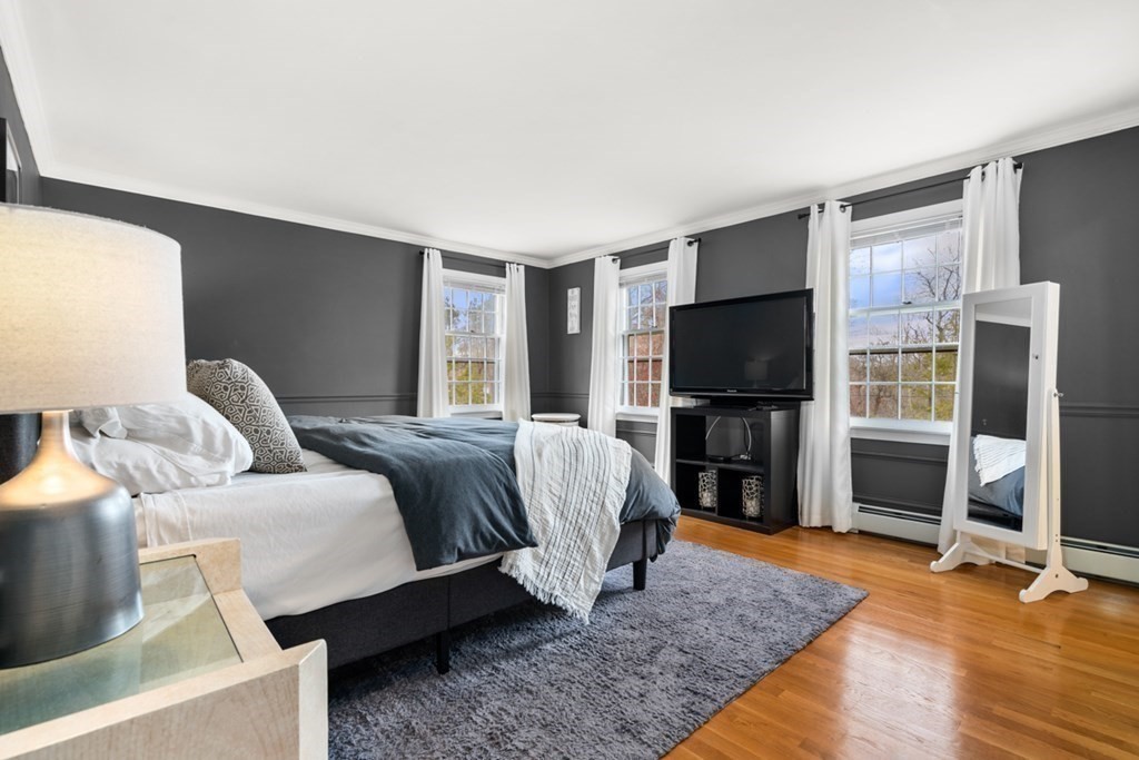 1091 Bay Road Hamilton, MA 01982 - Photo 24 of 40 a bedroom with a bed and a flat screen tv