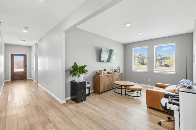 a workspace with furniture and window