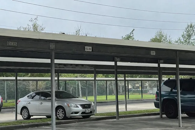 a view of a car parked in garage