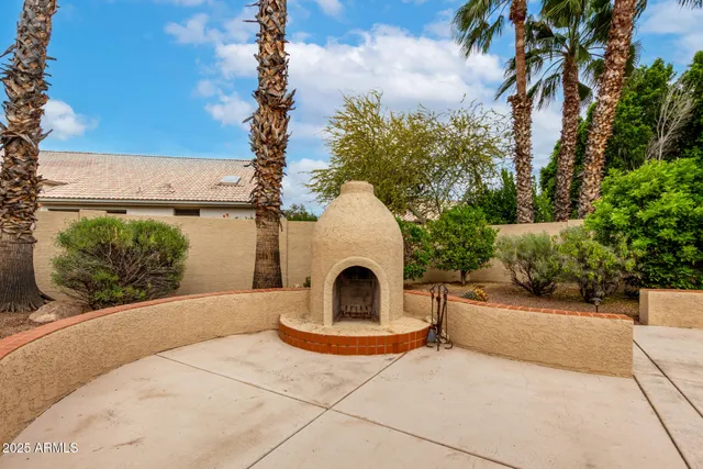 a view of a garden with potted plants