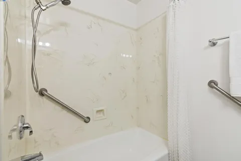 a bathroom with a bathtub