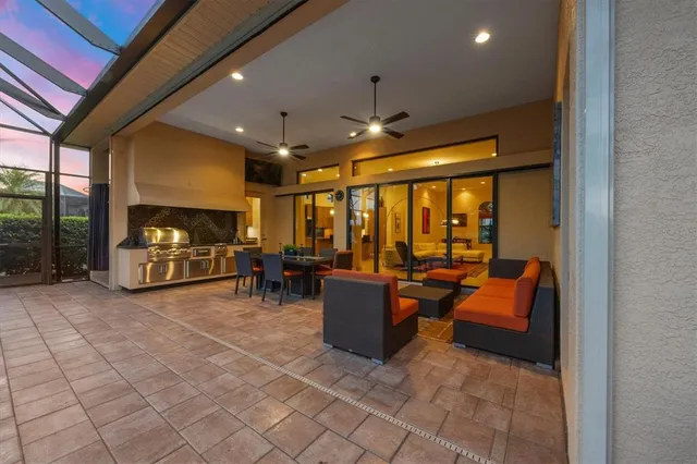 a view of a swimming pool with a patio