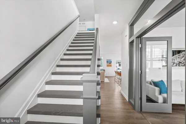 an outdoor space with patio furniture and umbrella