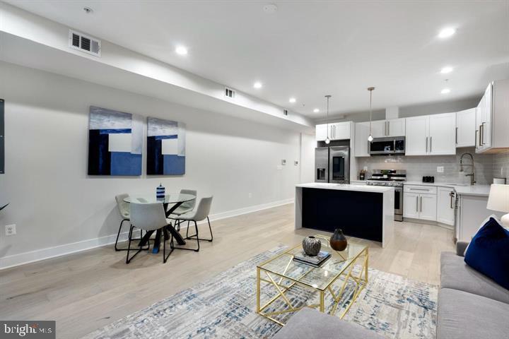 525 Kennedy Street Northwest, Unit 1 Washington, DC 20011 - Photo 7 of 27 a living room with stainless steel appliances furniture and a kitchen view