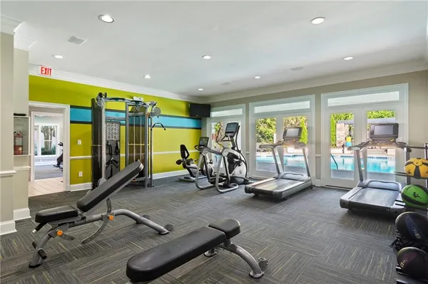 a view of a room with gym equipment