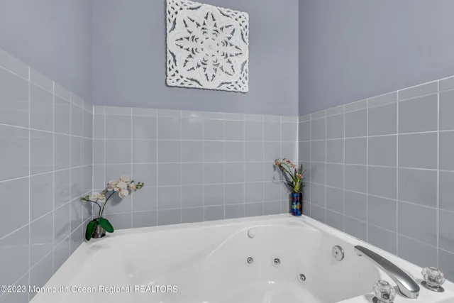 a bathroom with a bathtub