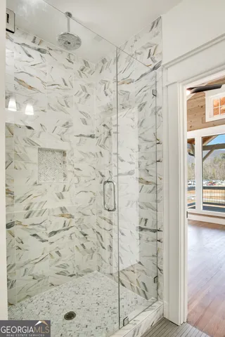 a bathroom with a shower