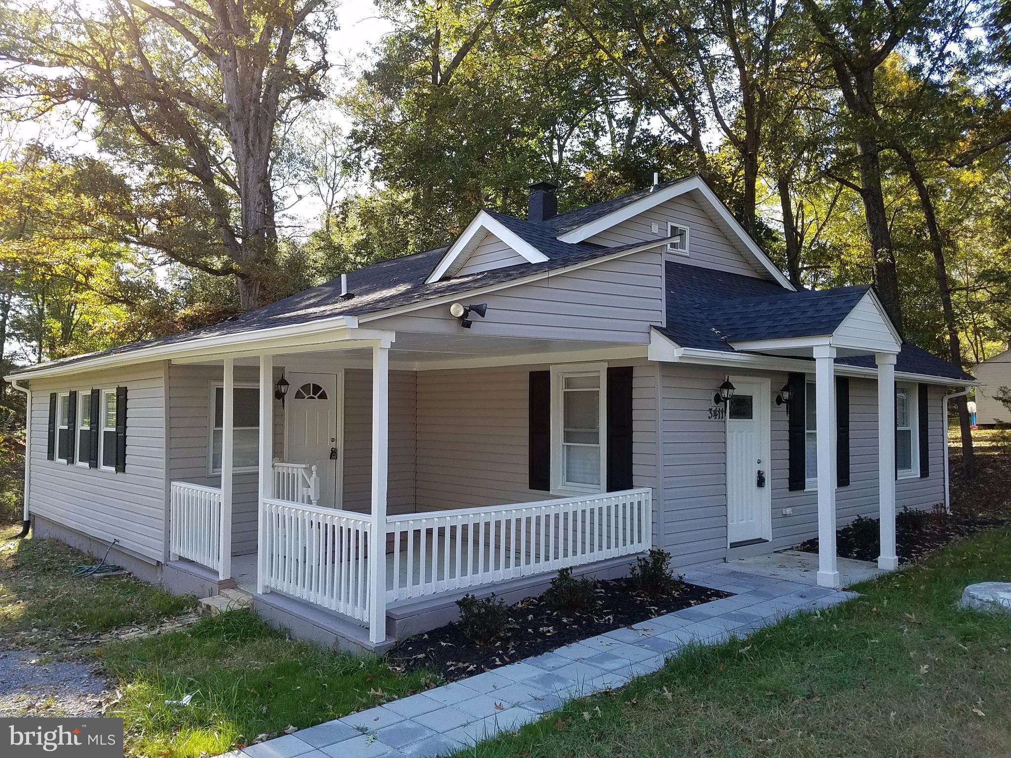 a porch with seating space