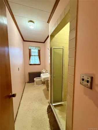 a view of a town with trees