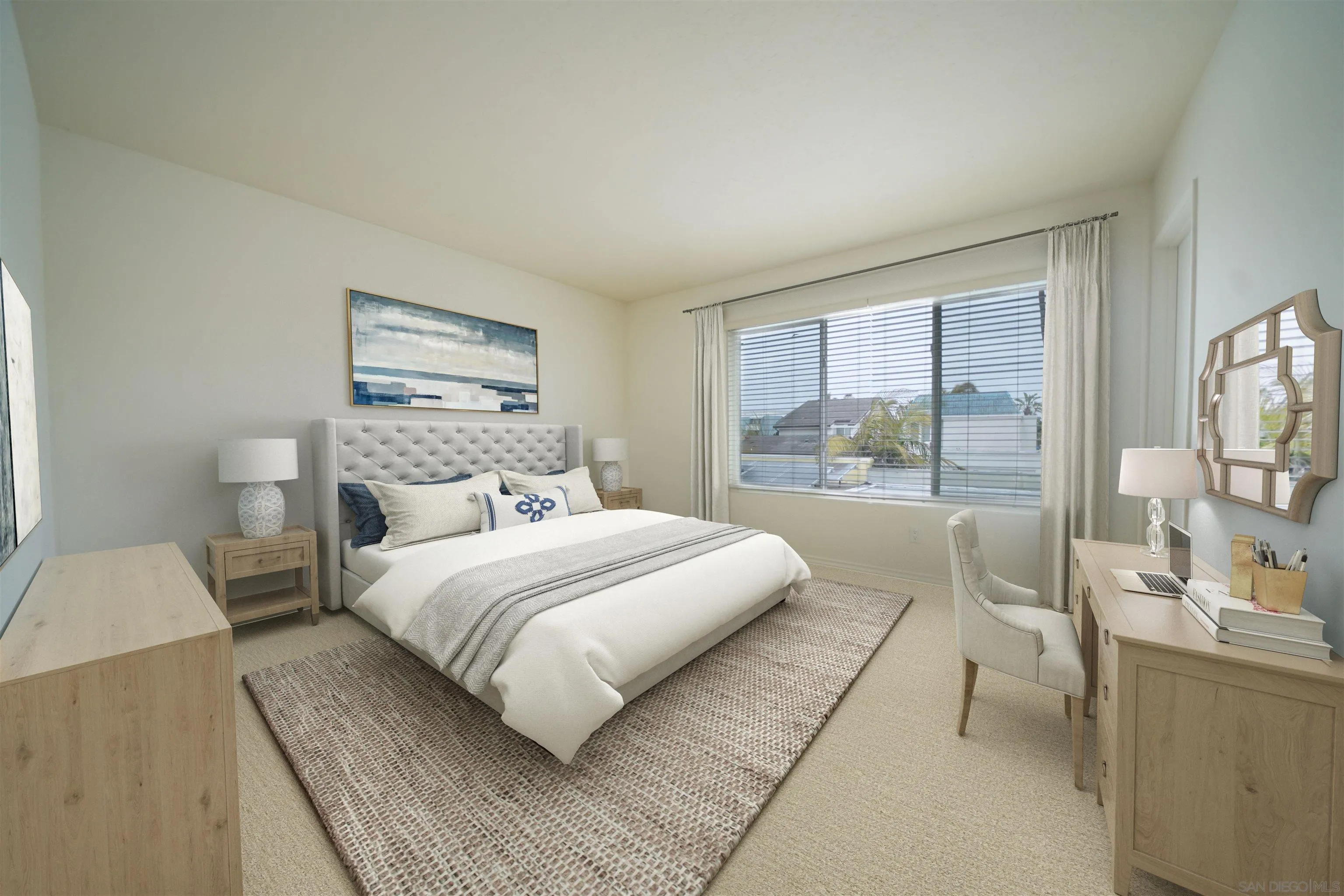 69 Half Moon Bend Coronado, CA 92118 - Photo 33 of 45 a bedroom with a large bed and a large window