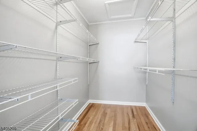 a view of a room with racks on the wall