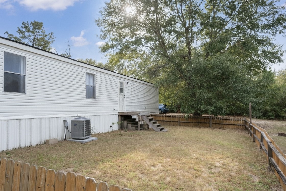 6493 Pappas Road Waller, TX 77484 - Photo 20 of 28 Fenced rear yard offering usable outdoor space adjacent to the home.
Ideal for pets, gardening, or everyday outdoor living, with tree coverage providing natural privacy.