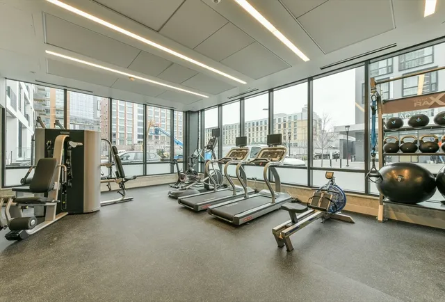a view of a room with gym equipment