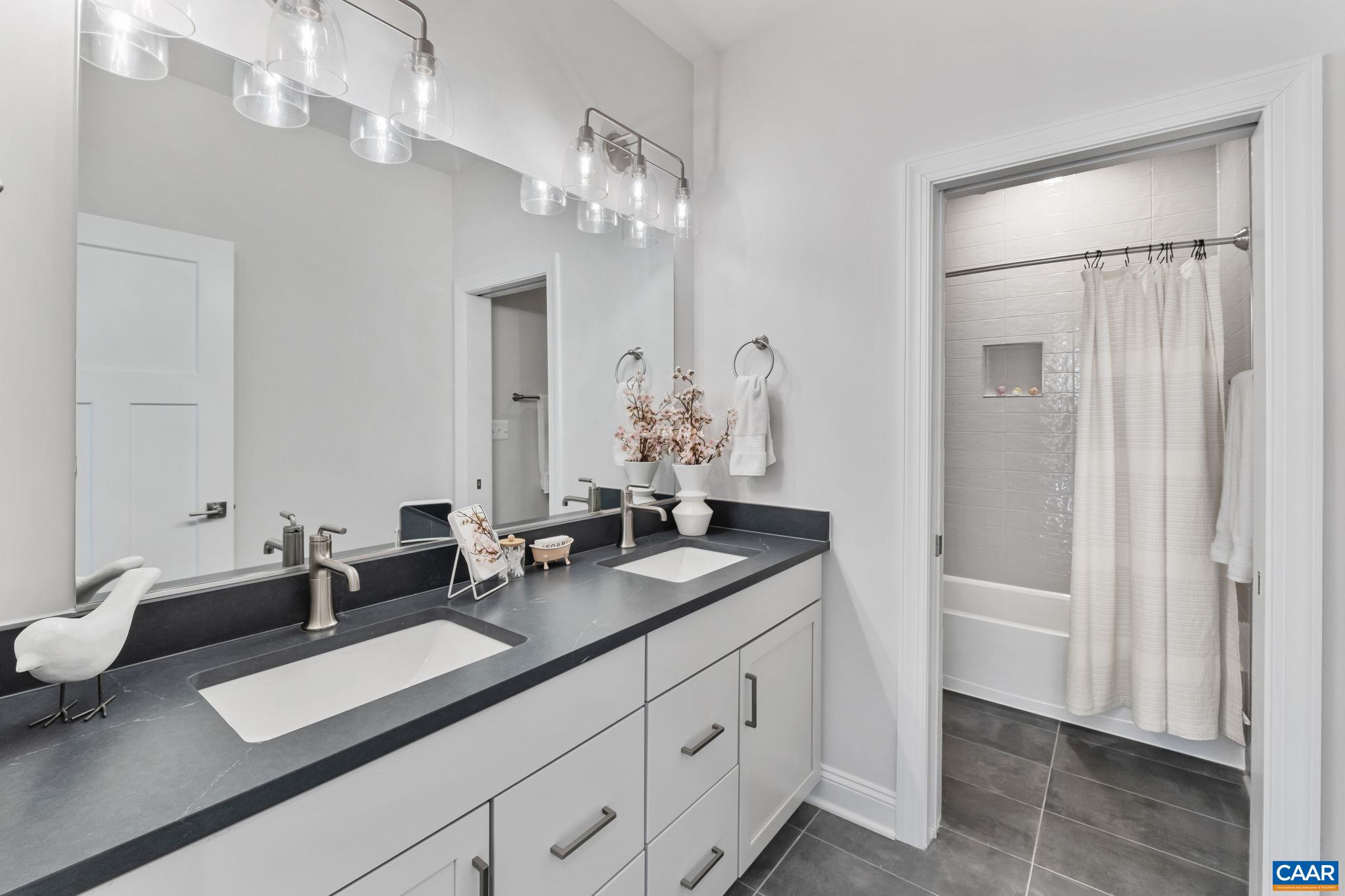 1805 Fowler Street Charlottesville, VA 22901 - Photo 46 of 60 a bathroom with a double vanity sink and a mirror