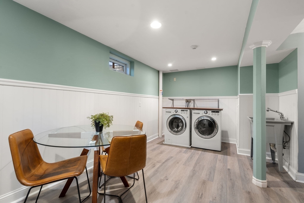 5 Maple Street Sherborn, MA 01770 - Photo 31 of 34 a utility room with dryer washer and stair