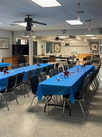 a view of a dining area with furniture