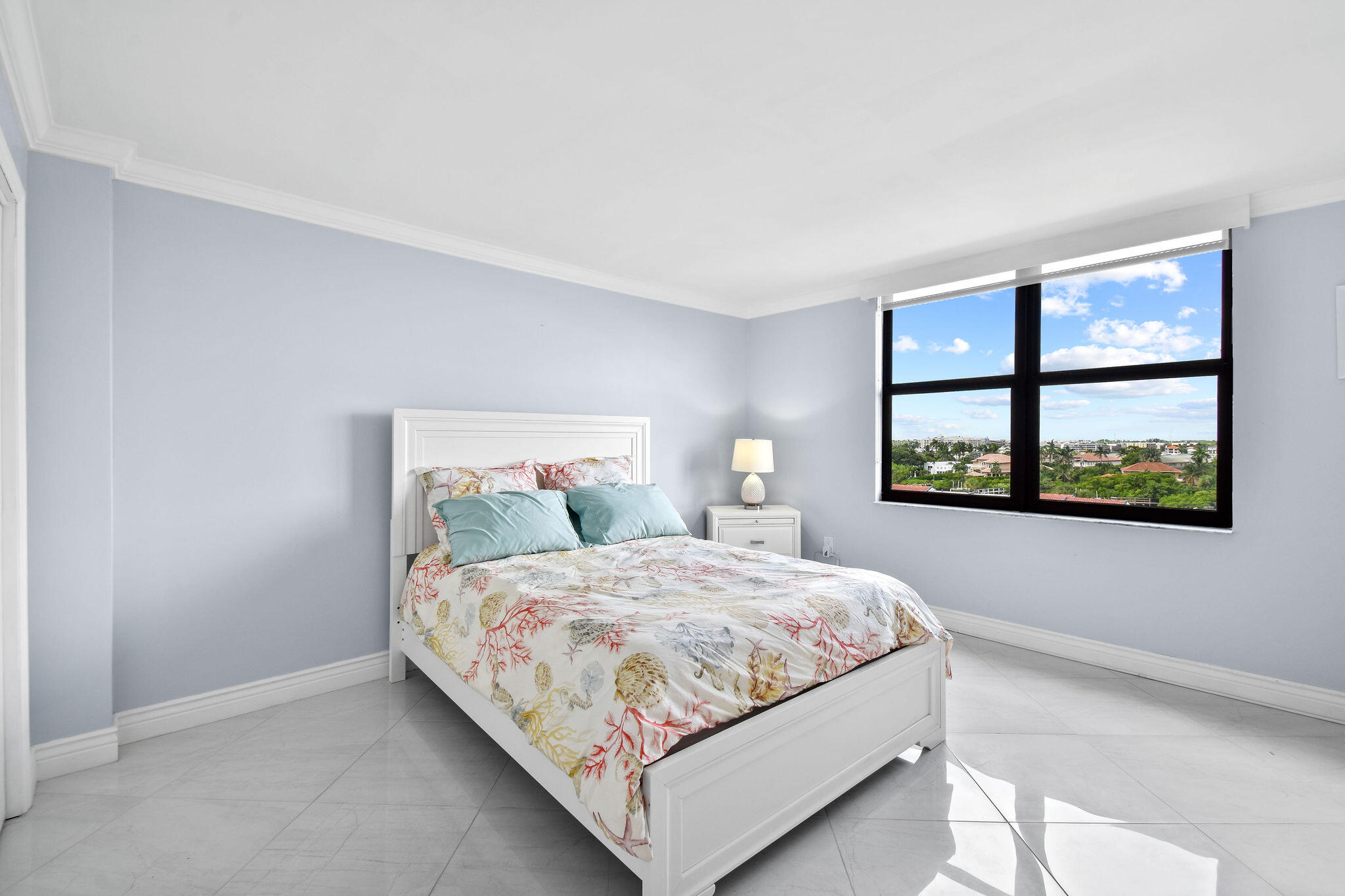 3460 South Ocean Boulevard, Unit 5100 Palm Beach, FL 33480 - Photo 14 of 42 a bedroom with a bed and a window