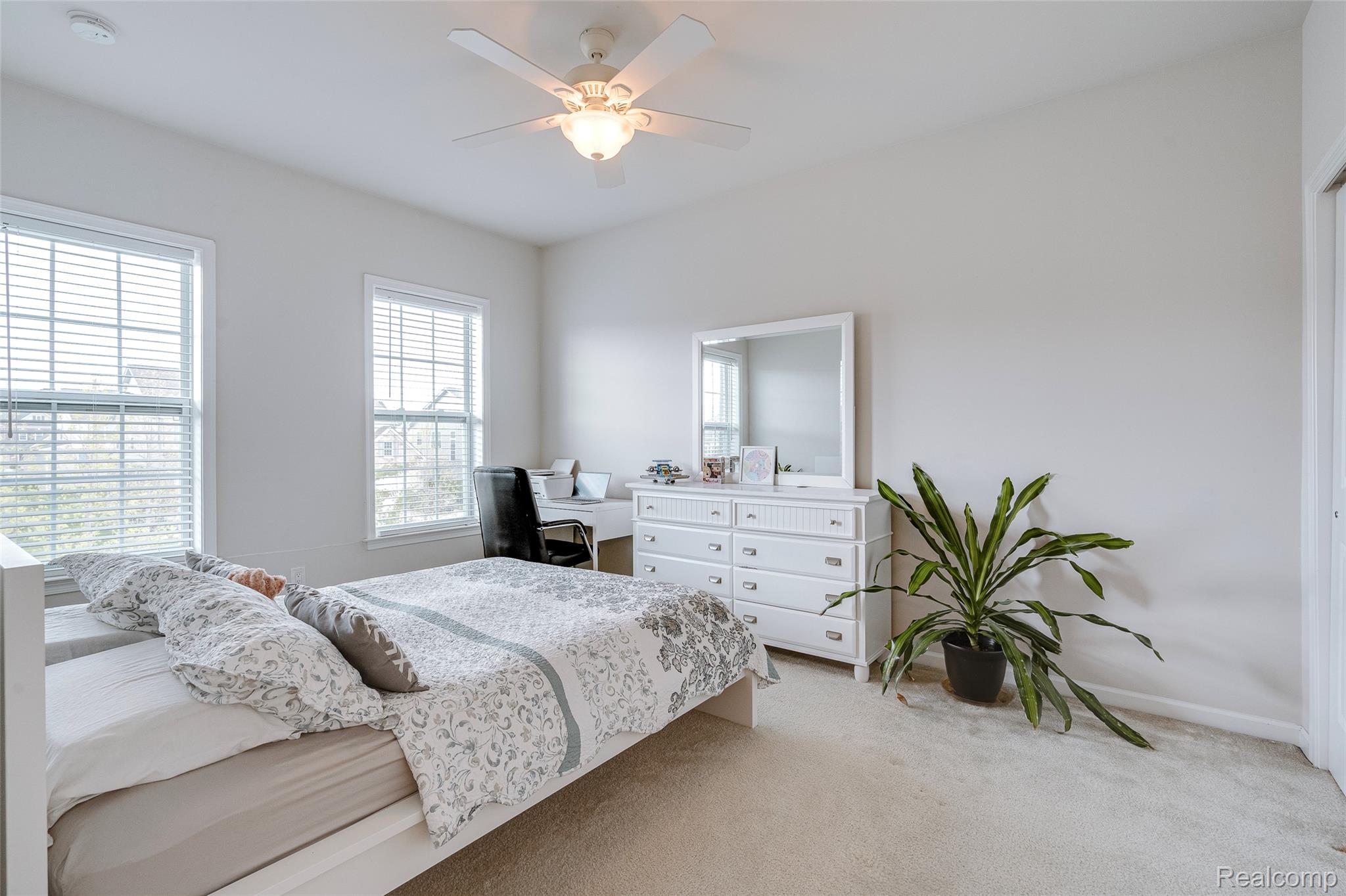 51011 Rockingham Drive Canton, MI 48188 - Photo 47 of 74 Bedroom featuring carpet floors, a ceiling fan, and a desk