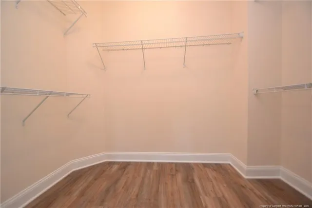 a view of a room with racks on the wall