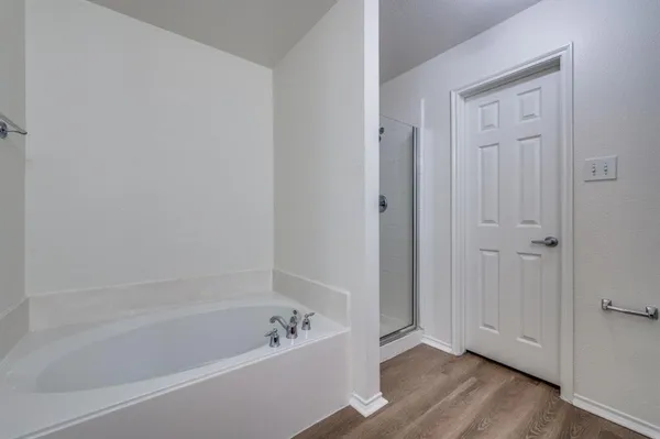 a bathroom with a bathtub
