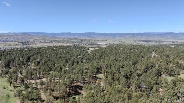 a view of a city with lush green forest